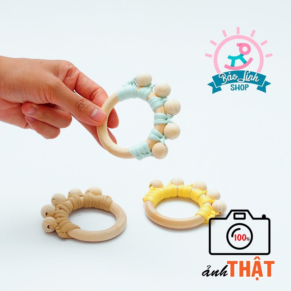 Đồ chơi cho trẻ sơ sinh 3-6 tháng - Vòng gỗ handmade tập cầm nắm, gặm nướu giảm ngứa lợi