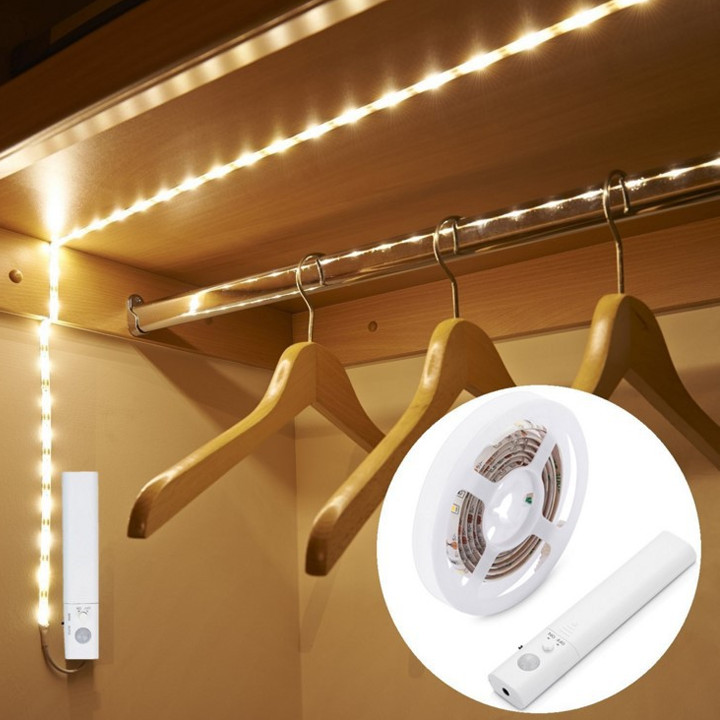 Dây đèn Led cảm biến - Đèn led trang trí - Đèn led cảm biến trang trí gầm giường, tủ quần áo,cầu thang - Dây đèn Led có cổng sạc tự động bật tắt thông minh -Dây dài 1m