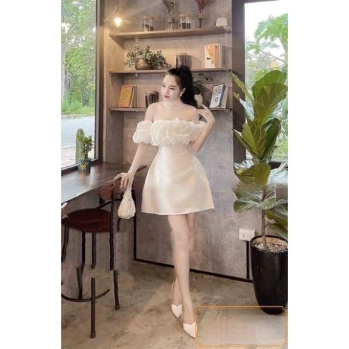 Đầm dự tiệc cưới ivy fashion dáng phối bẹt vai voan kính hạt ngọc - size S/M/L - MS412V đi biển dự tiệc dạo phố bigsize