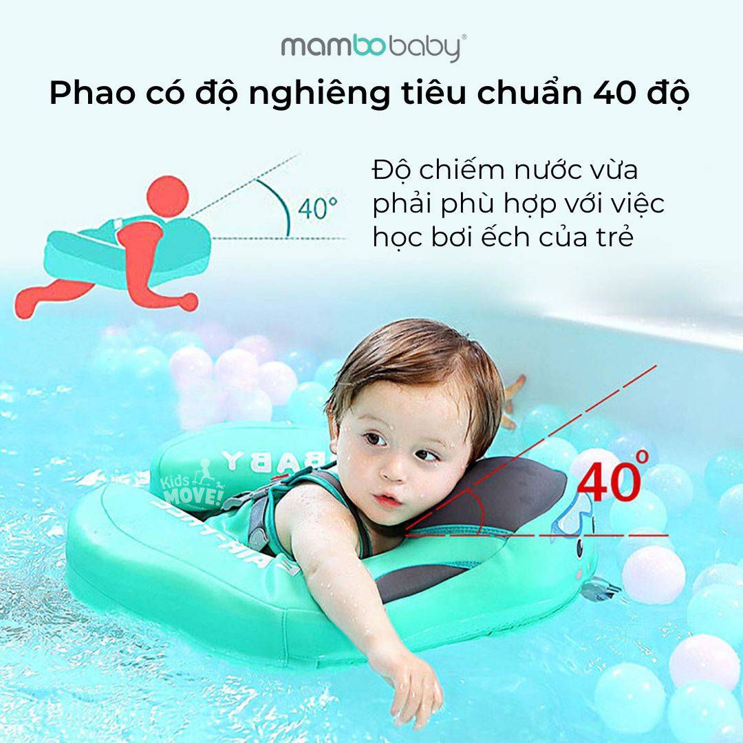 Phao bơi đeo ngực Mambobaby cho bé sơ sinh 1 2 tuổi chống lật, không cần bơm hơi, siêu nhẹ chính hãng cao cấp