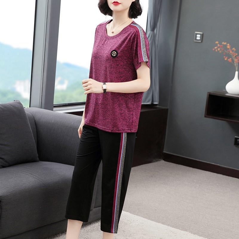 (HÀNG SẴN) Bộ Đồ Thun Cotton Trung Niên Mềm Đẹp AB24 - Hàng Quảng Châu Cao Cấp