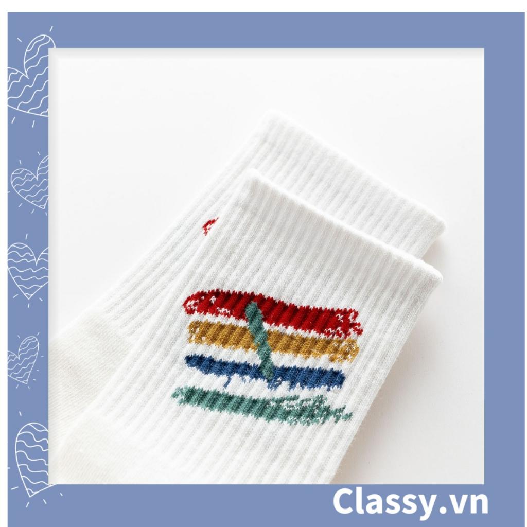 Tất cổ cao, vớ cổ cao Classy màu trắng họa tiết ngẫu nhiên vệt màu phần cổ tất G1359