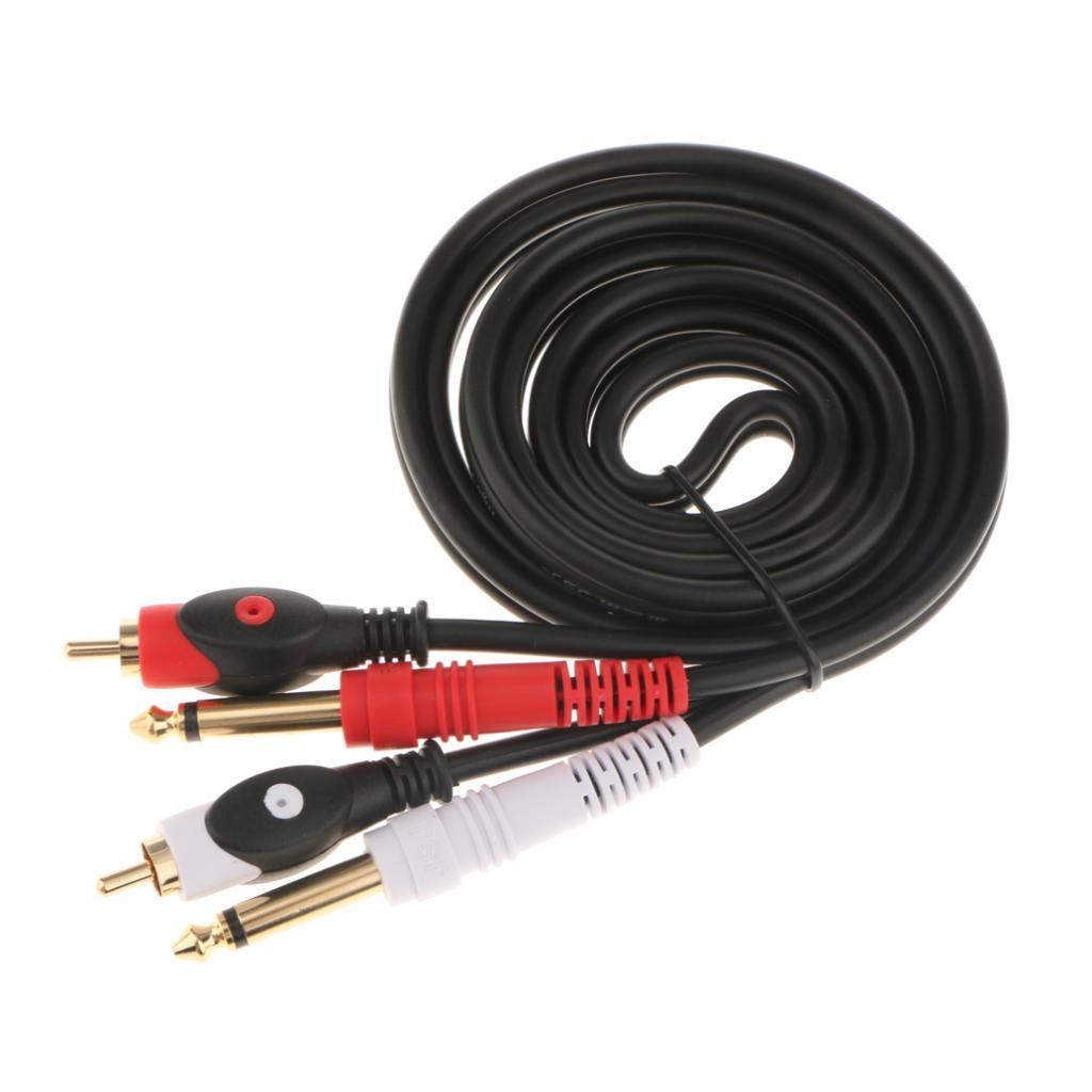 Dual RCA To Dual 6.35mm 1/4" Mixer Console Amplifier Audio Adapter Cable