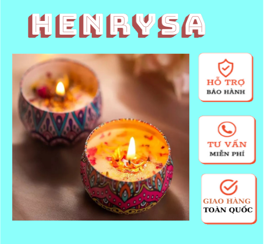 Nến thơm hoa khô xông phòng, khử mùi, trang trí, mùi hương tự nhiên thư giản - Henrysa