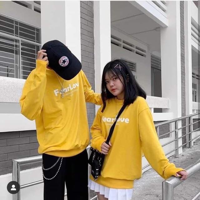 Áo Sweater Nỉ Ngoại Chui Đầu Fear Love Thu Đông (Tặng Kèm Nón Lá Mầm