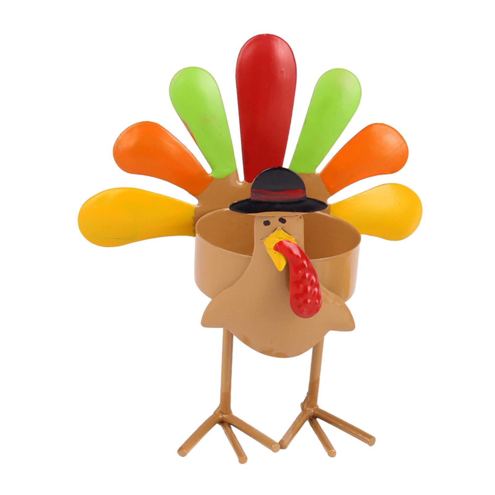 Metal Turkey Tealight Candle Holder Candleholder Table Decoration Versatile Accessory Rustic Decorative Ornament for Mantel, Window, Shelves