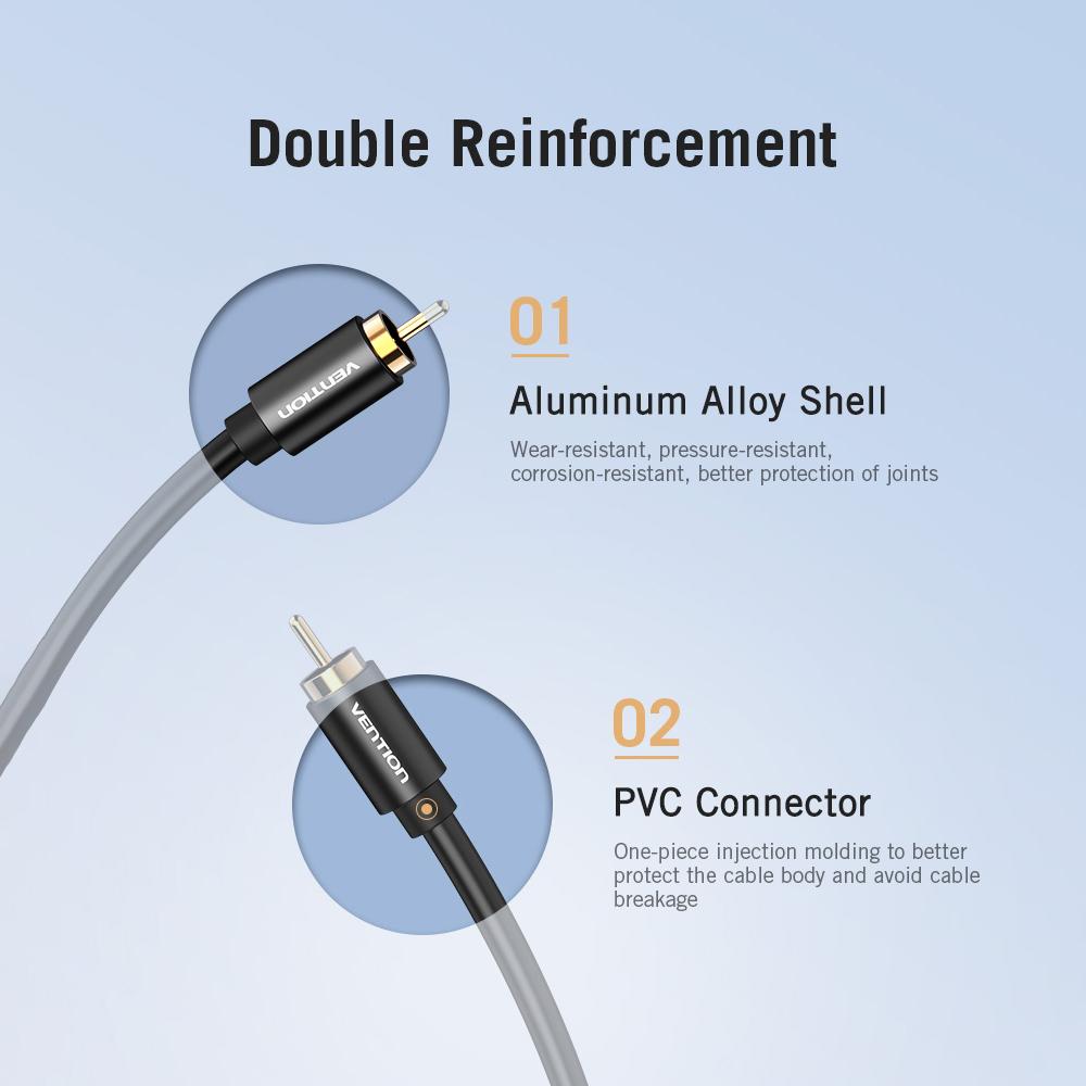 Vention RCA Coaxial Audio Video Cable RCA Male To Male Coaxial Audio Cable SPDIF Audio Amplifier Audio Video Cable Metal