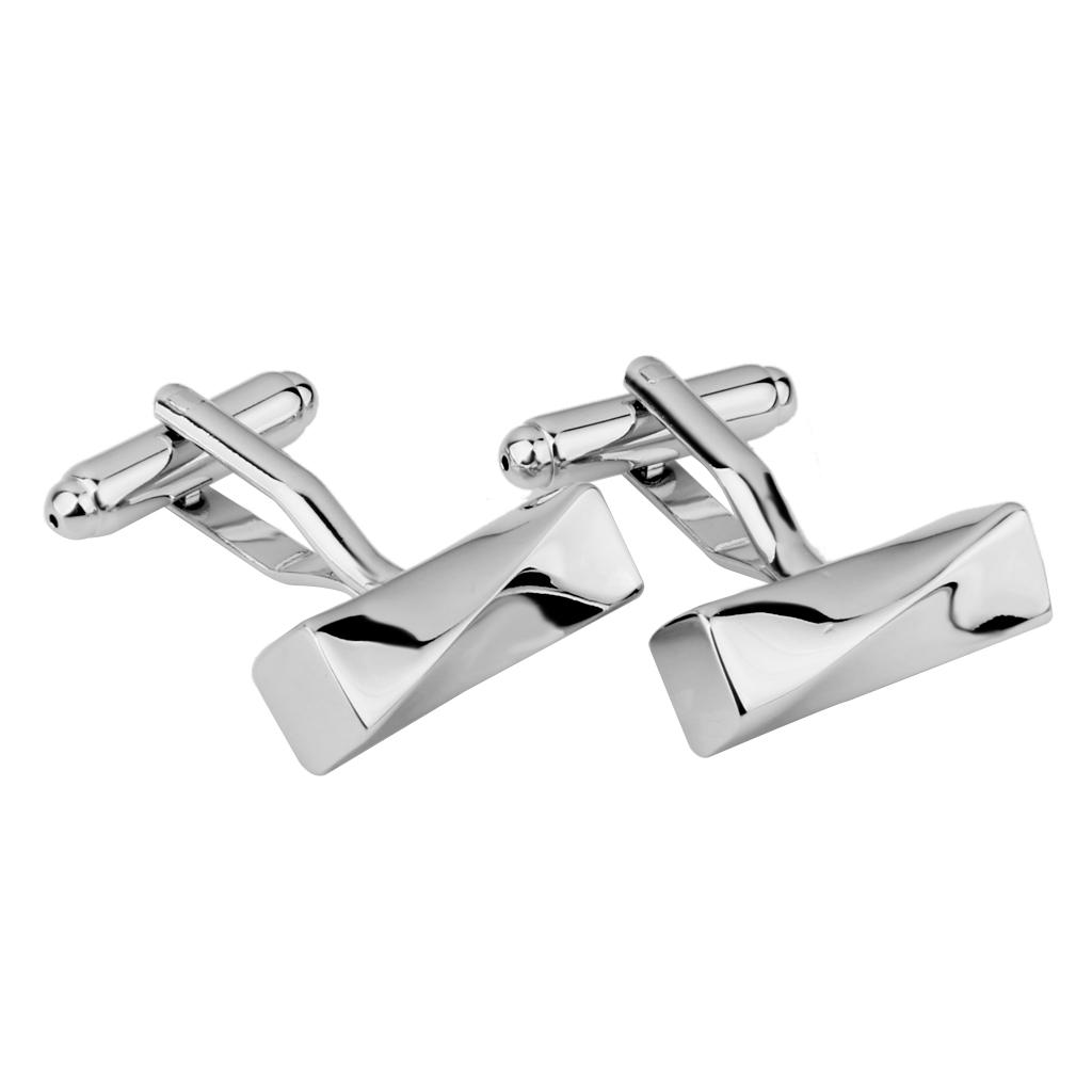 1 Pair Fashion Mens Groom Shirt Twist Cuff Links Wedding Jewelry Silver Gift