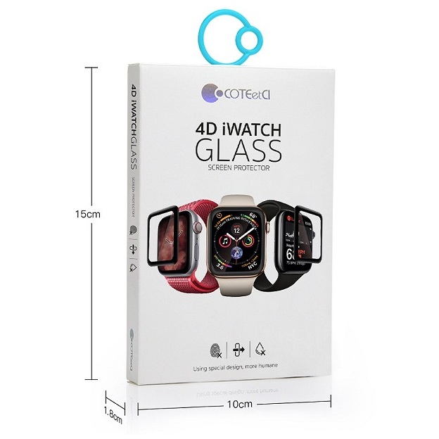 Miếng dán màn hình kính cường lực Full 4D cho Apple Watch 41mm / 45mm series 7 hiệu COTEETCI 4D iWatch Chống va đập, vát cạnh 2.5D, hạn chế vân tay - hàng nhập khẩu