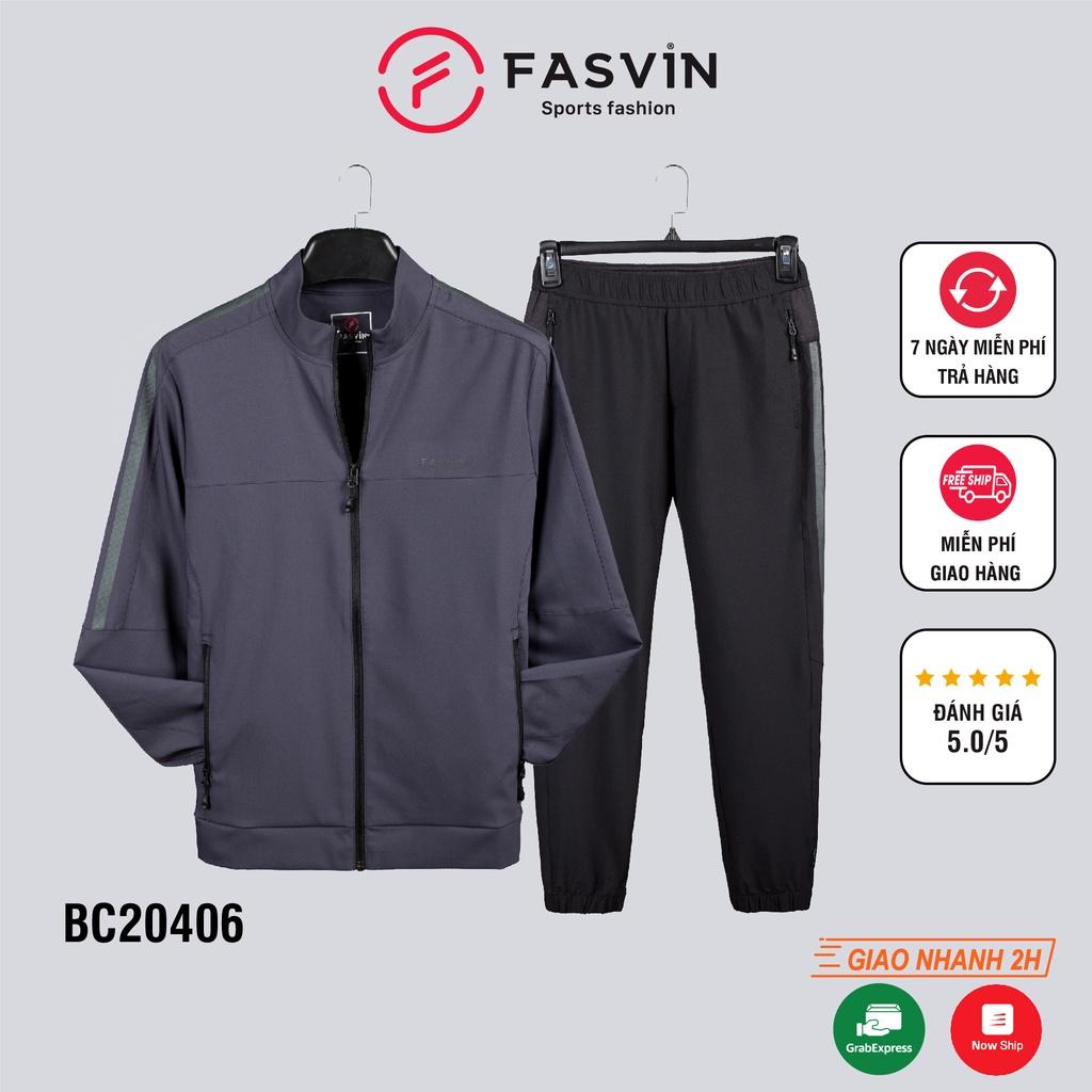 Bộ quần áo thể thao nam Fasvin BC20406.HN vải gió chun 01 lớp co giãn mềm mại