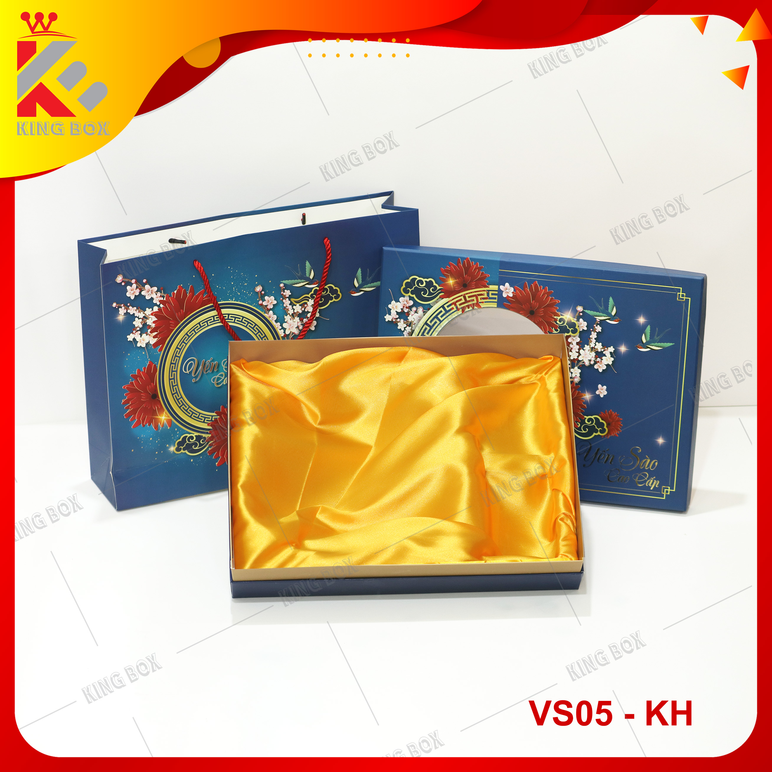 Hộp đựng yến tinh chế sang trọng 100g KINGBOX (khay 2 hộp đường)