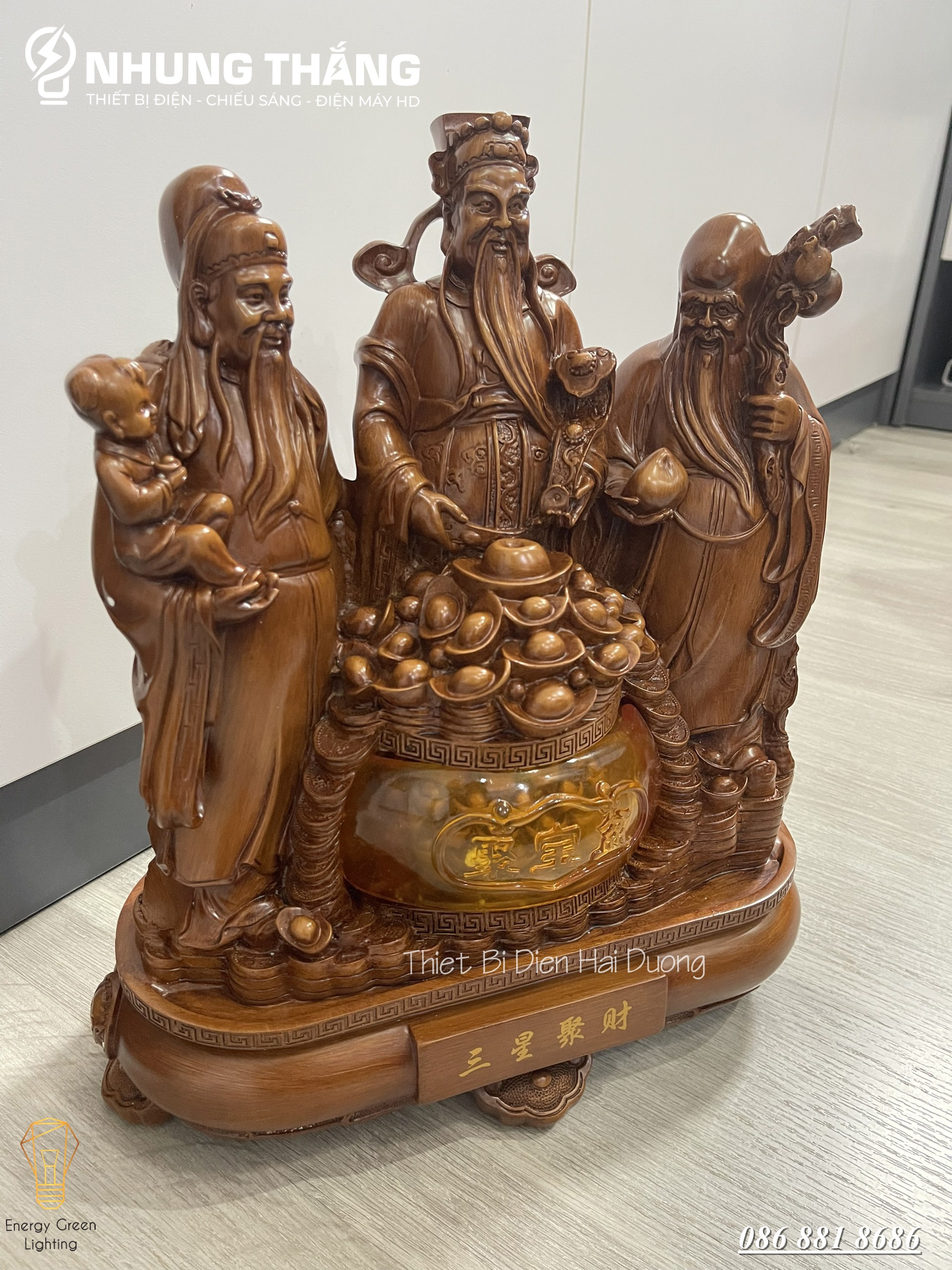 Bộ Tượng Tam Đa Phúc Lộc Thọ PT-33 - Cao 40cm - Mang Đến T iền Tài Hạnh Phúc Viên Mãn - Thọ Tỷ Nam Sơn
