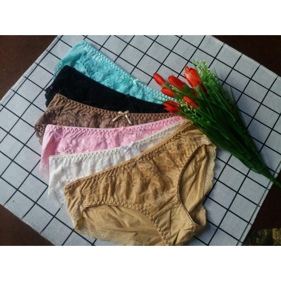Combo 10 quần lót nữ chất liệu cotton ren viền hai bên nhiều màu - Hàng Việt Nam
