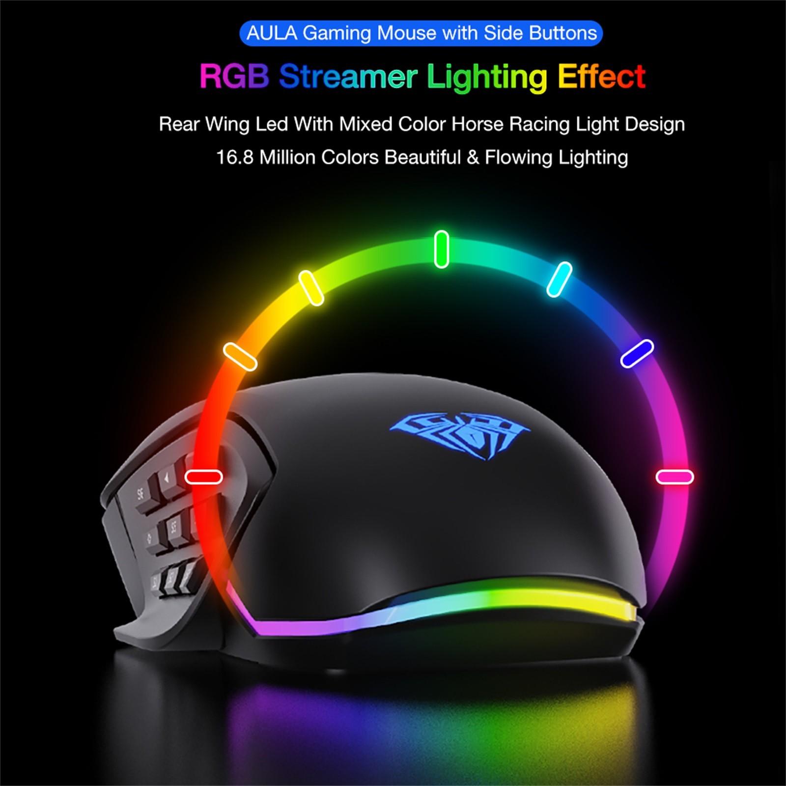 2021 RGB Chuột Chơi Game 10000 DPI Nút Bấm Bên Vĩ Mô Có Thể Lập Trình Công Thái 14 Có Dây Backlit Game Thủ Chuột Cho Laptop