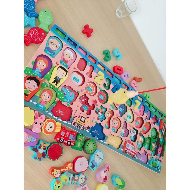 Bộ đồ chơi thông minh câu cá ghép số bằng gỗ cho bé