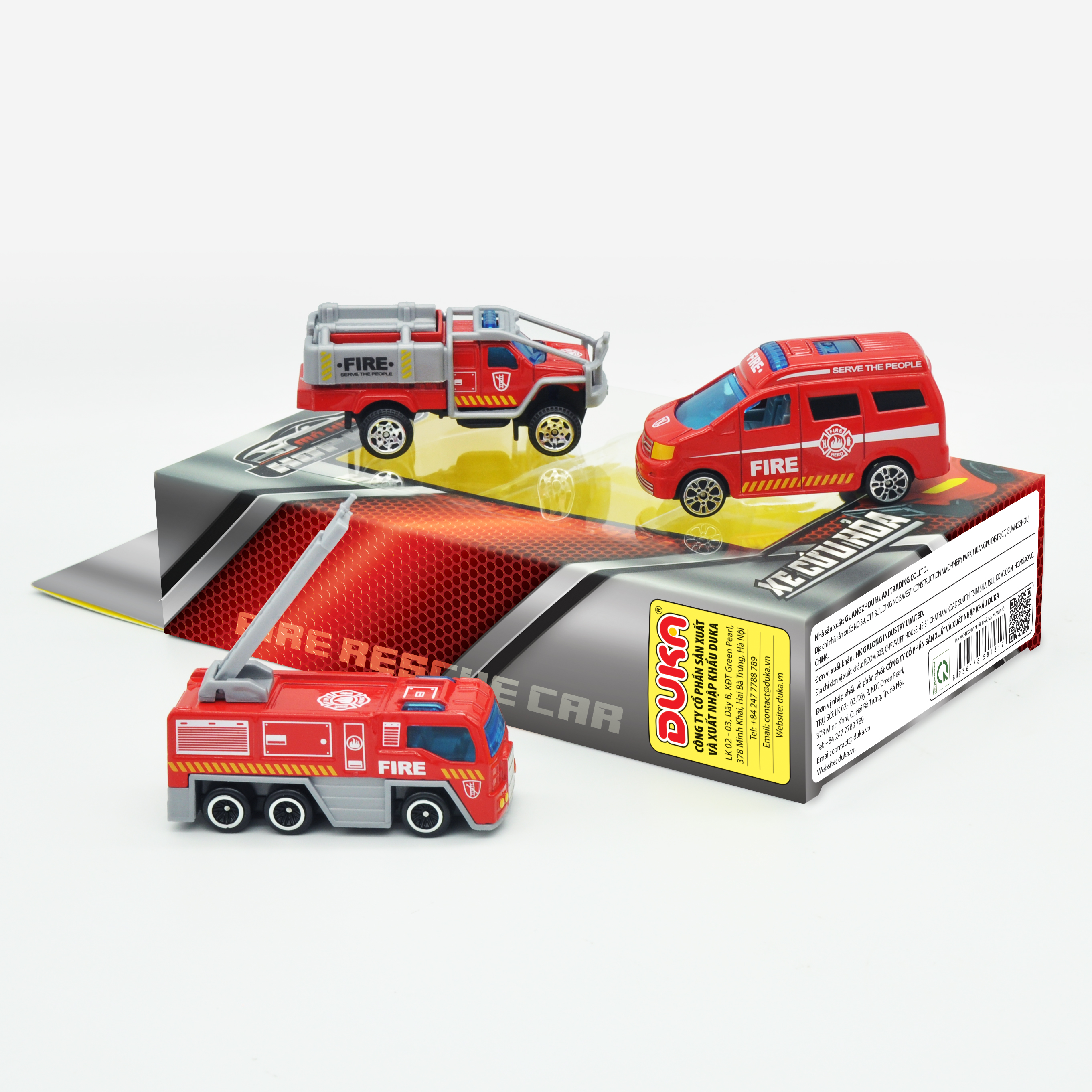 Đồ chơi trẻ em: Xe ô tô mô hình hợp kim, xe cứu hỏa DK 81105. Kiểu dáng, mẫu xe, màu sắc ngẫu nhiên.