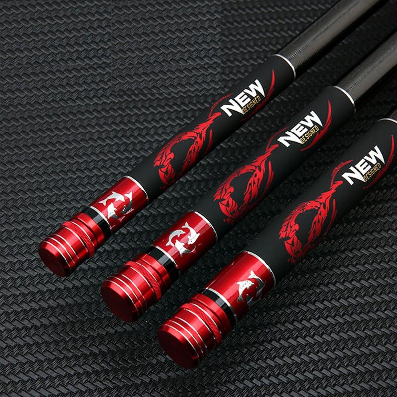 Cần câu cá - Cần câu đơn câu đài Ngọa Long 5H đỏ cao cấp có nhẫn chống trượt CĐ-2