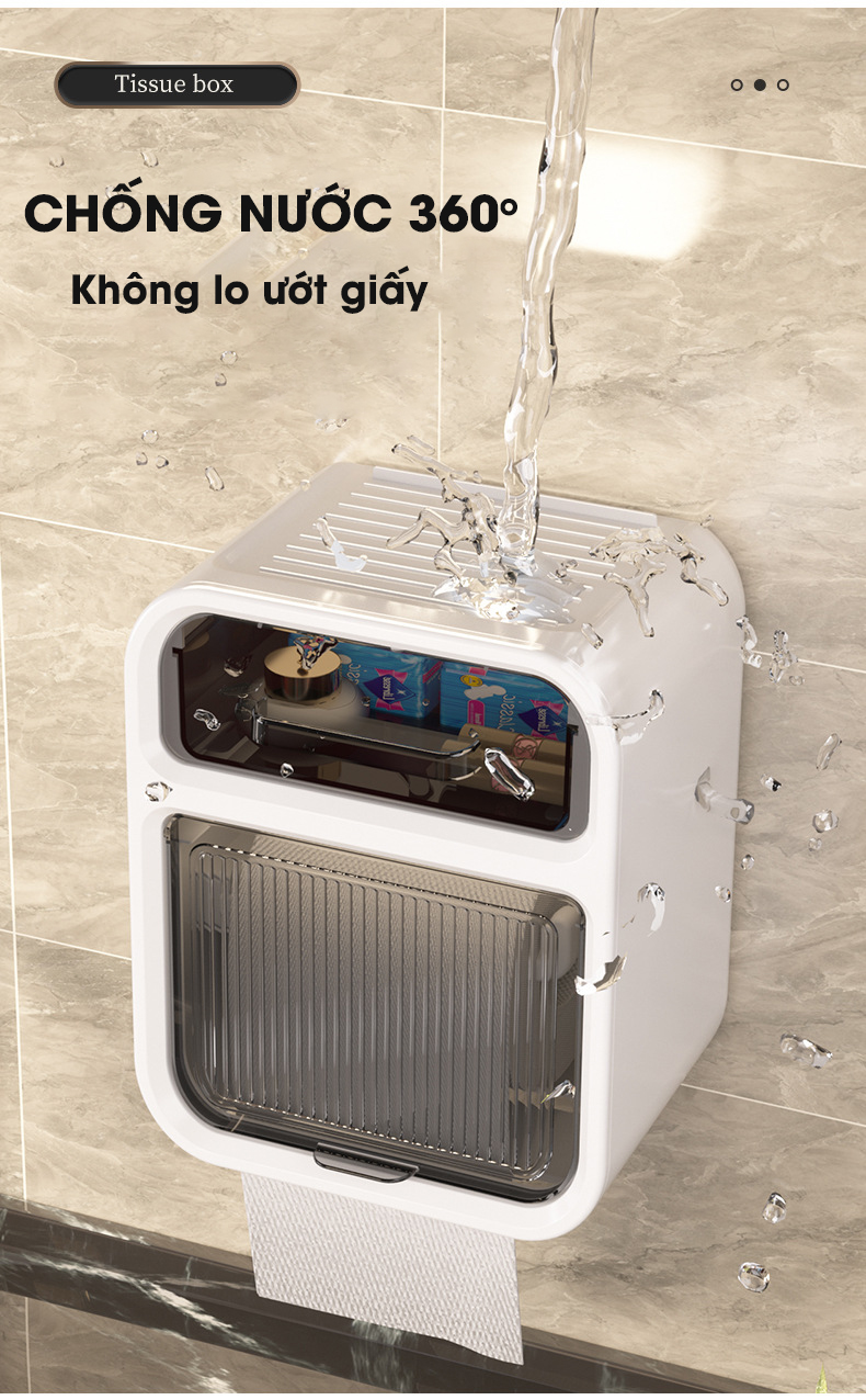 Hộp Đựng Giấy Vệ Sinh 2 Tầng Cao Cấp Hộp Đựng Giấy Hộp Giấy Vệ Sinh Có Kệ Để Điện Thoại Dán Tường PABARO
