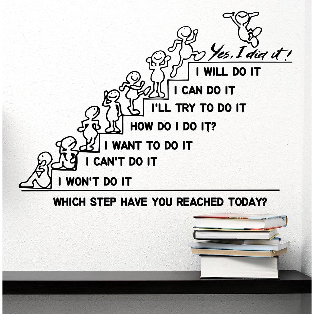 Decal Dan Tuong Tạo Động Lực "Which Step Have You Reached Today" - Decal Trang Trí Cao Cấp AmyShop