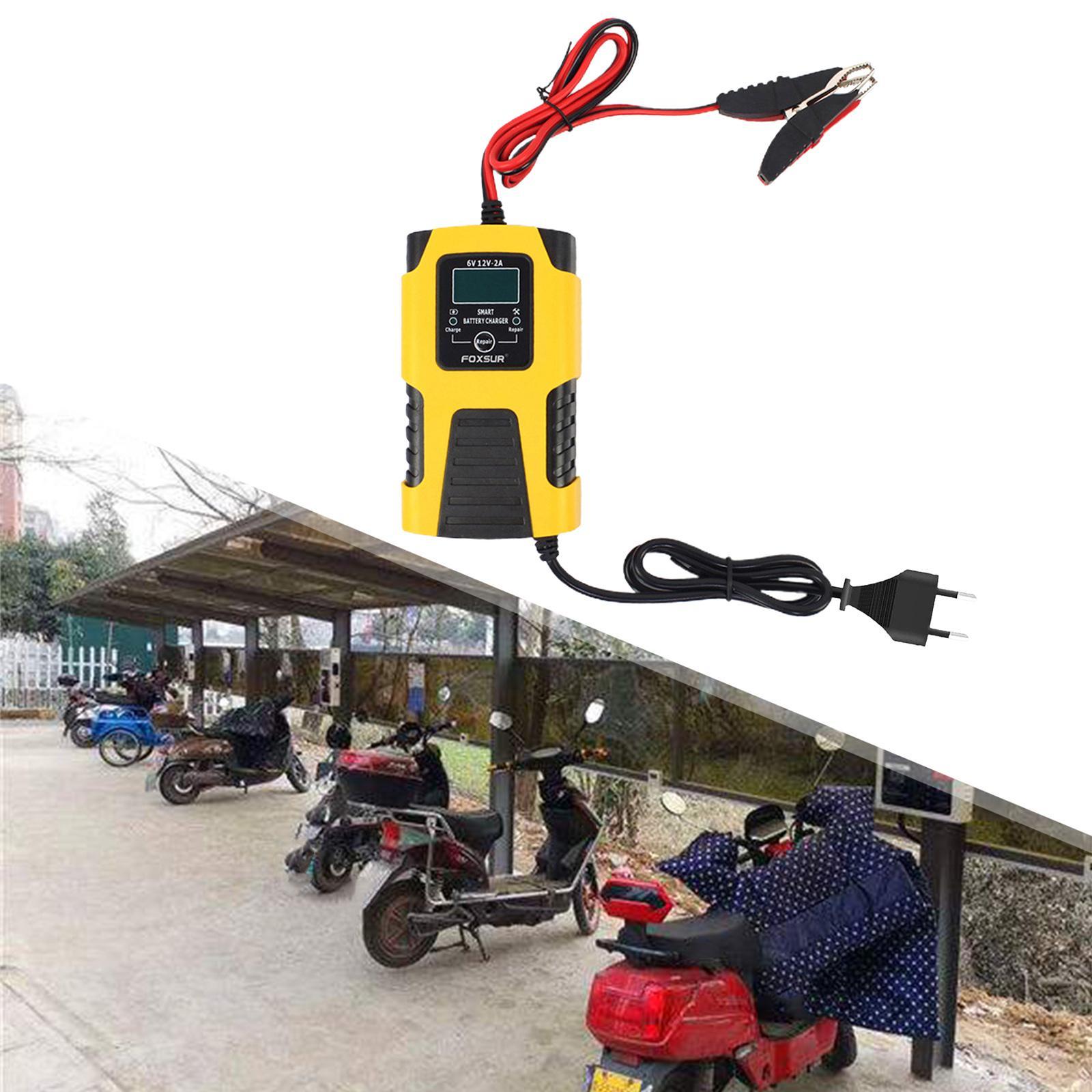 Battery Charger 6V 12V Trickle Charger LCD Display for Motorbike Euplug