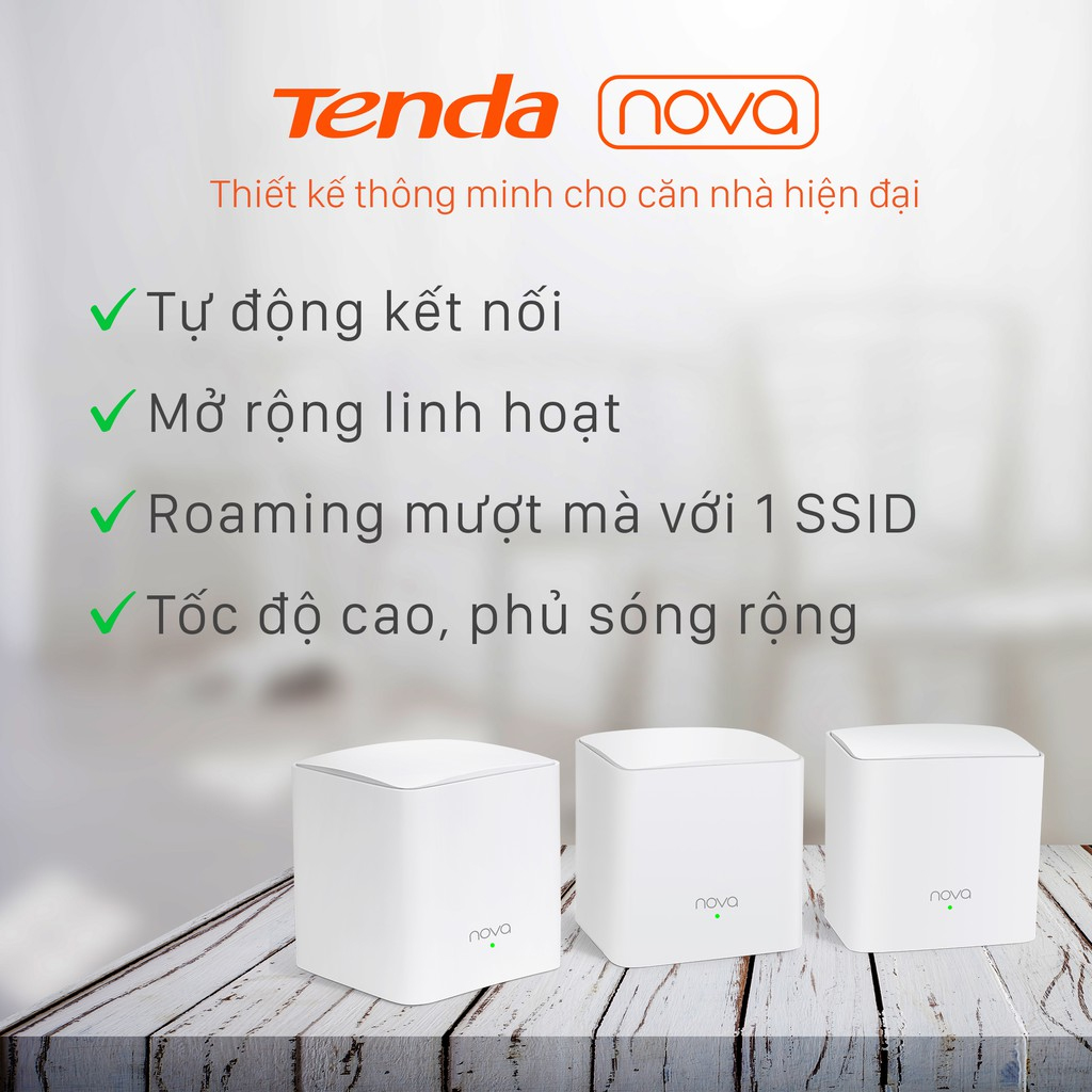 Hệ thống Wifi Nova Mesh cho gia đình Tenda MW5G Chuẩn AC 1200Mbps 3 pack - Hàng Nhập Khẩu