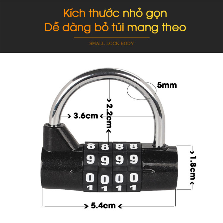 Ổ khóa số chống trộm an toàn mật mã 4 số