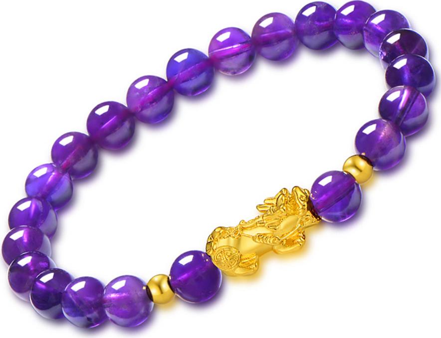 Vòng Tay Tỳ Hưu Thạch Anh Tím Amethyst Tự Nhiên 8mm