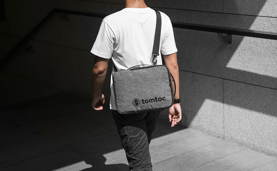 TÚI ĐEO CHÉO TOMTOC (USA) URBAN SHOULDER BAGS FOR ULTRABOOK 15″ GRAY (H14-E02G)