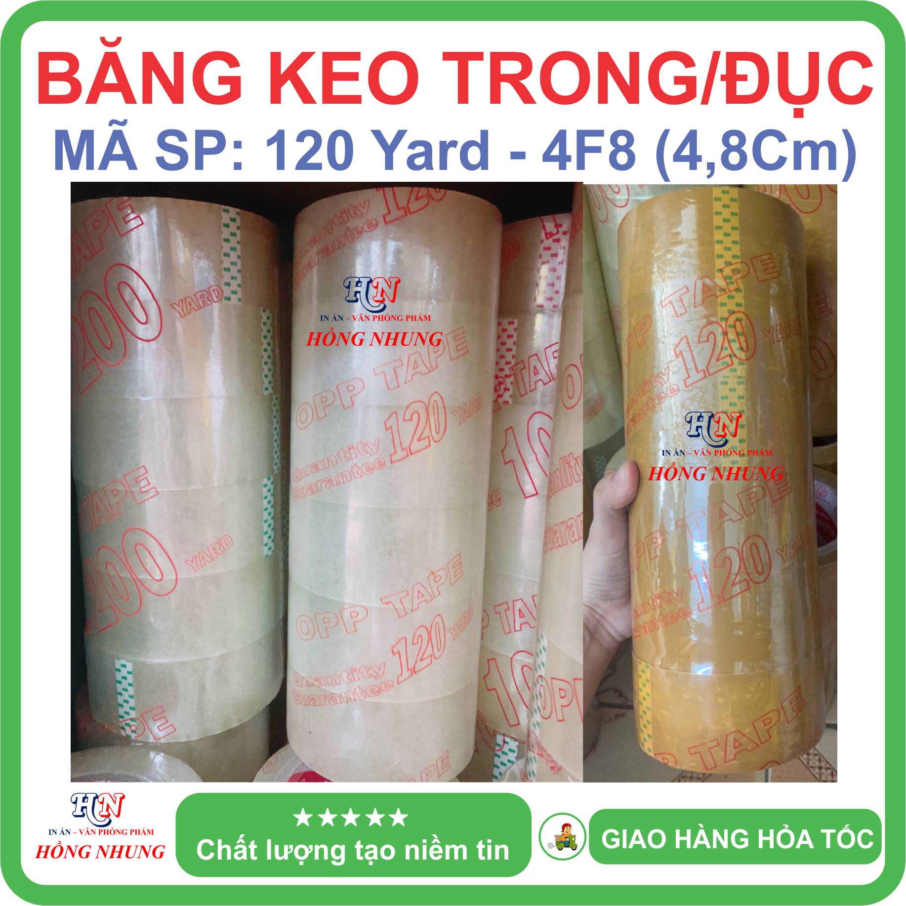 Băng keo Trong / đục 120 Yard, băng keo dán thùng, siêu dính, bền