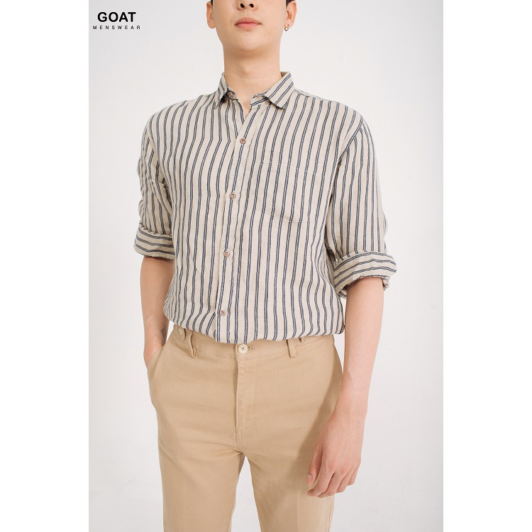 Hình ảnh Áo Sơ Mi Sọc Linen Dài Tay Nam GOAT MENSWEAR