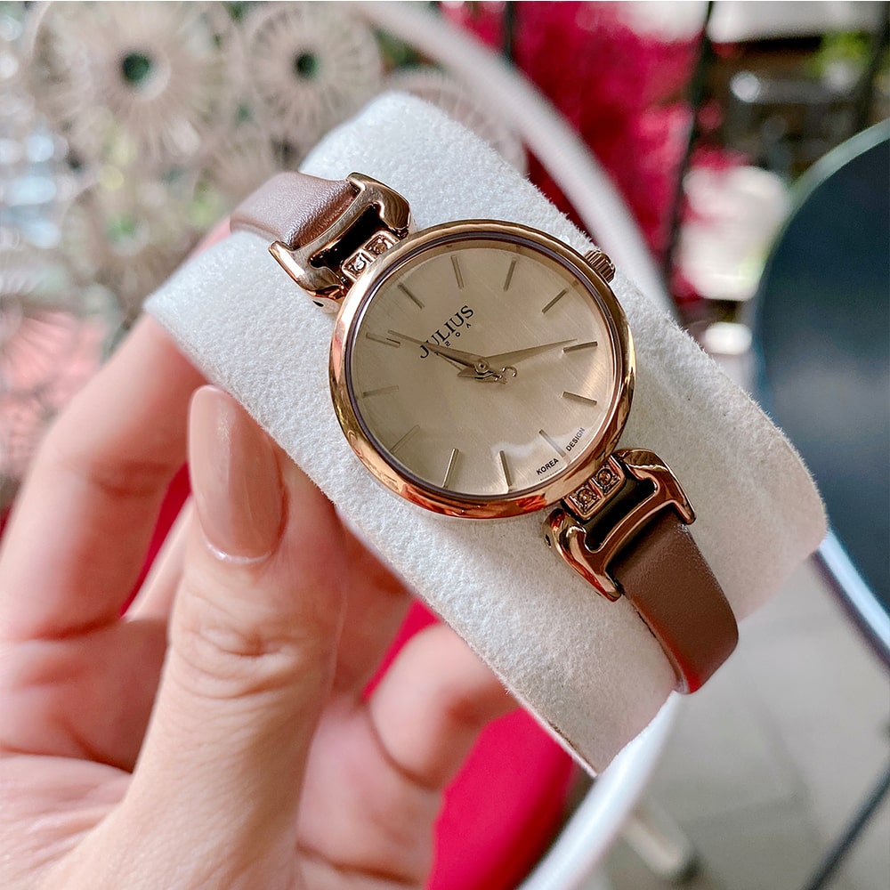 Đồng Hồ Nữ JA-925E Julius Hàn Quốc Dây Da (Nâu)