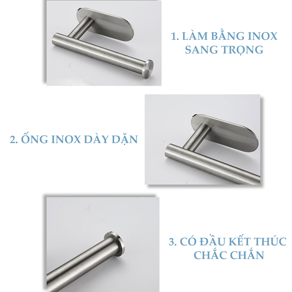 Móc treo cuộn giấy vệ sinh dán tường không cần khoan, Inox Sus 304, phụ kiện nhà tắm MIHOCO 814