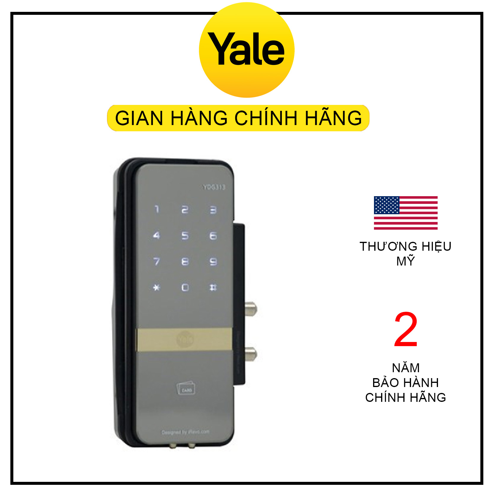 Khóa Thông Minh YALE Dành Cho Cửa Kính YALE YDG313 - Hàng chính hãng