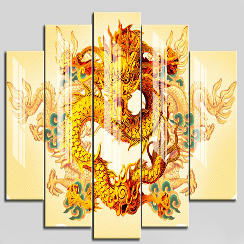 Bộ 5 - Tranh treo tường - Trang trí phòng khách/Rồng 3D/Gỗ MDF Hàn Quốc/Chống ẩm mốc, mối mọt 1