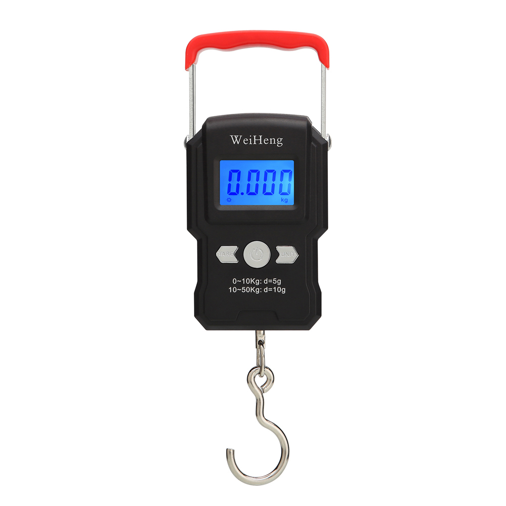 Cân Câu Cá Kỹ Thuật Số Điện Tử 110Lb / 50Kg Màn Hình Lcd Có Đèn Nền Có Móc Treo