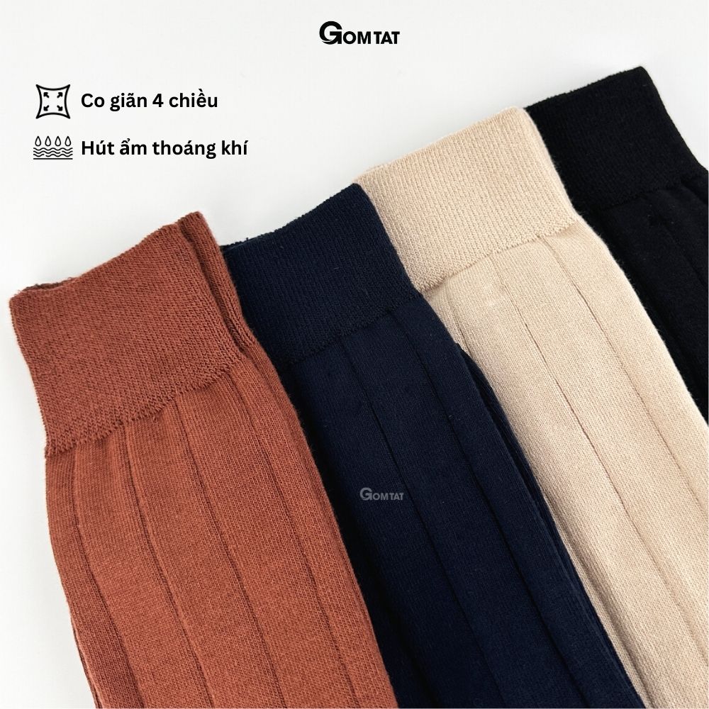 Tất vớ nam cổ cao 25cm GOMTAT mẫu gân chìm, chất liệu 90% cotton cao cấp thoáng mát êm chân - GOM-MIX09-1DOI