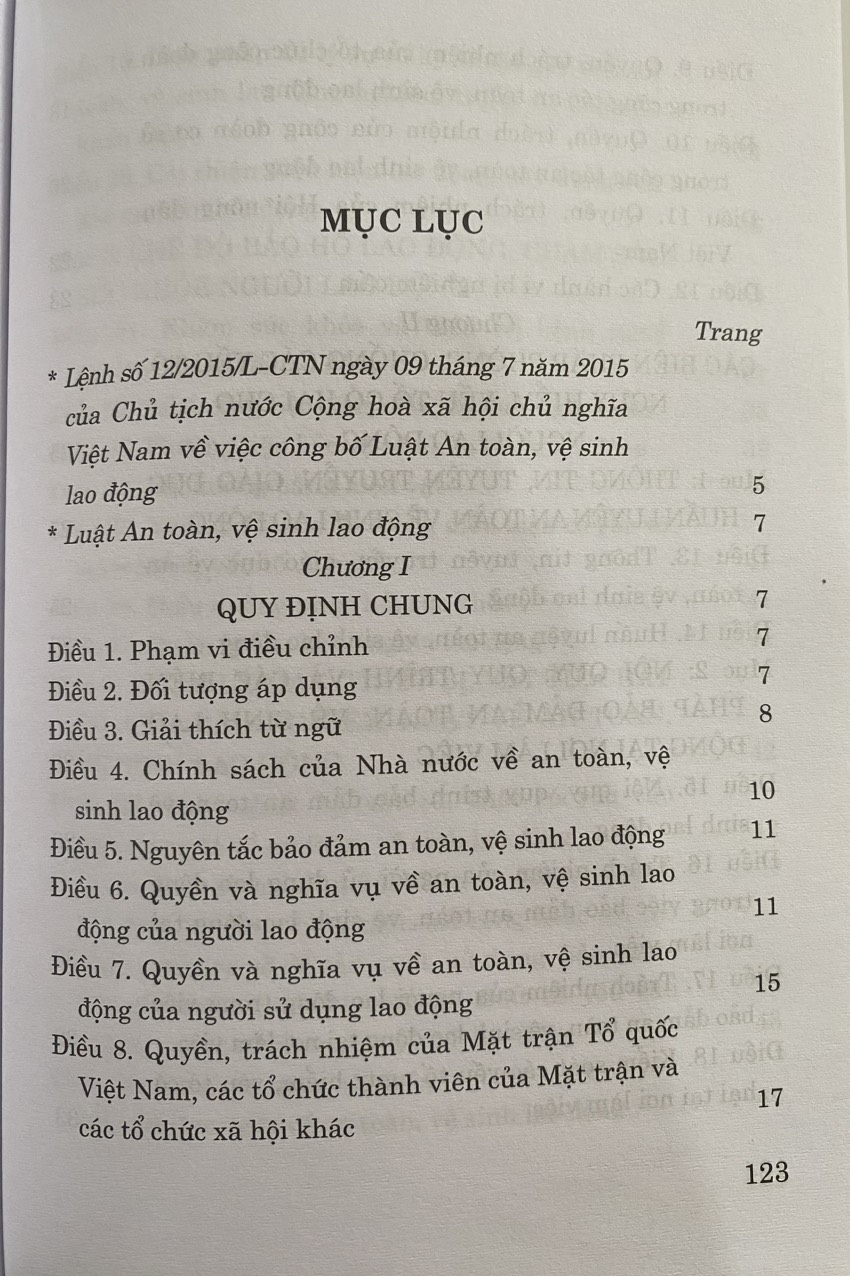 Luật  An Toàn, Vệ Sinh Lao Động ( hiện hành )