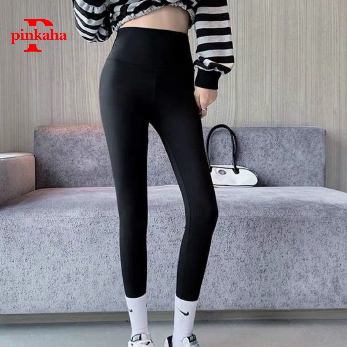 Quần Legging Nữ Dài Lót Nỉ Dày Dặn Mặc Lên Ôm Dáng Nâng Mông Lưng Siêu Cao Dấu Bụng PINKAHA Cao Cấp