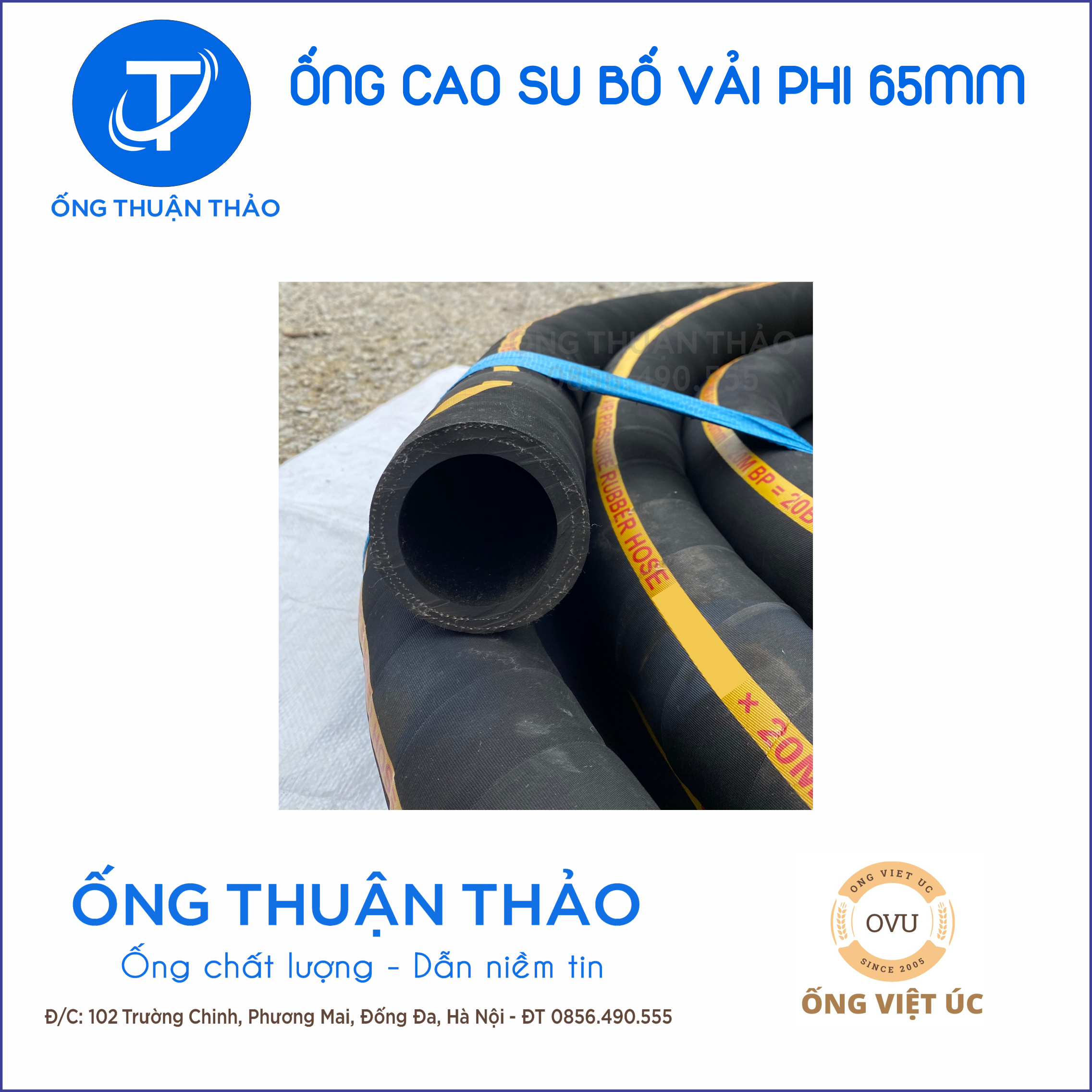 Ống Cao Su Bố Vải KT Phi 65MM cuộn 20m Nhập Khẩu - Ống Xối Thuận Thảo