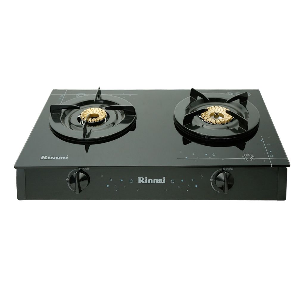 Bếp Ga Dương Đôi Rinnai RV-6Double Glass - Đen- Hãng chính hãng