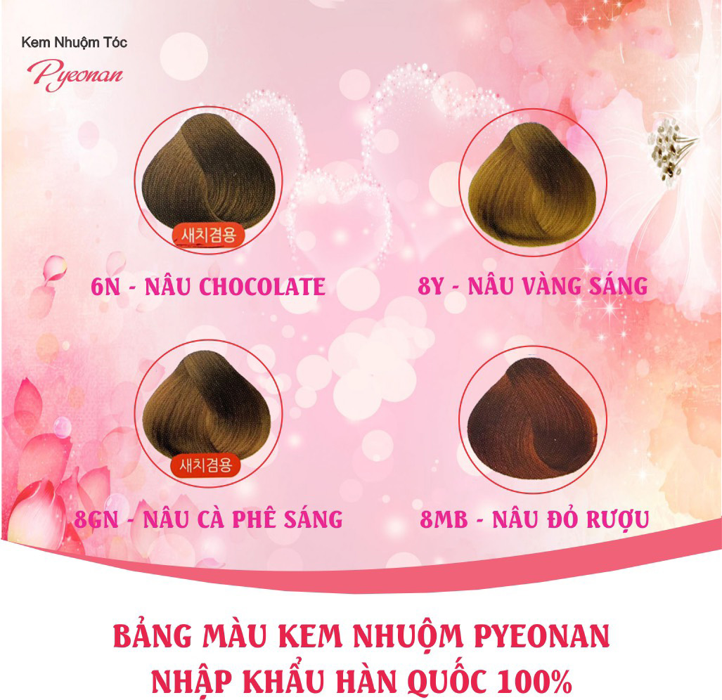 Kem Nhuộm Dưỡng Tóc Phủ Bạc Pyeonan Hàn Quốc - Hộp 2 tuýp 120g