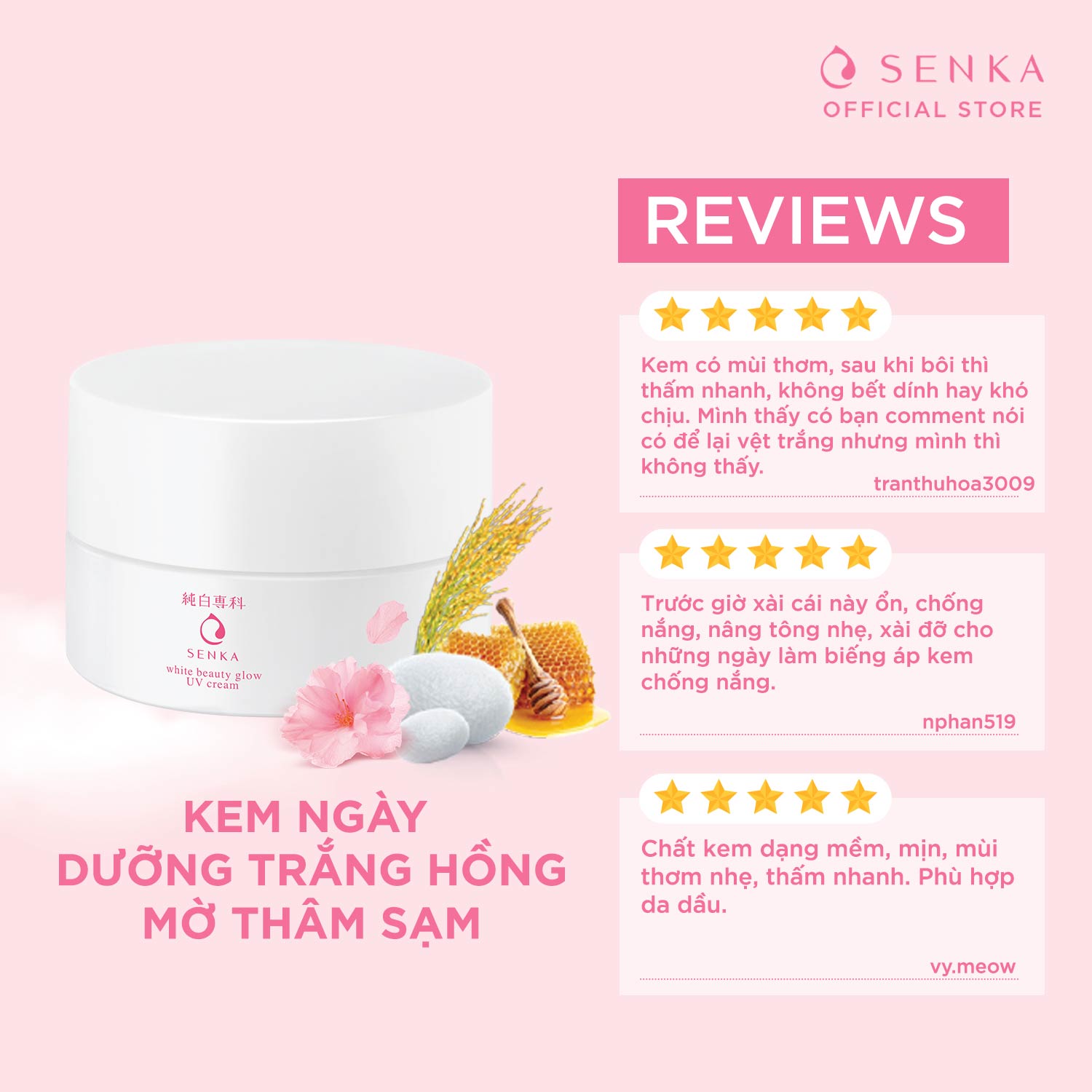 Kem Dưỡng Trắng Sáng &amp; Giảm Thâm Nám Ban Ngày Senka White Beauty UV Cream 50g SPF 25 PA ++