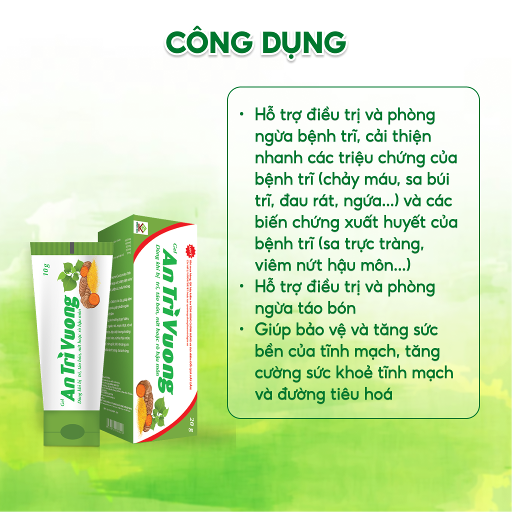 Gel An Trĩ Vương Vinh Gia Giúp Chăm Sóc Làm Mát, Dịu Da Dùng Khi Bị Trĩ, Táo Bón, Nứt Kẽ Hậu Môn Tuýp 20g