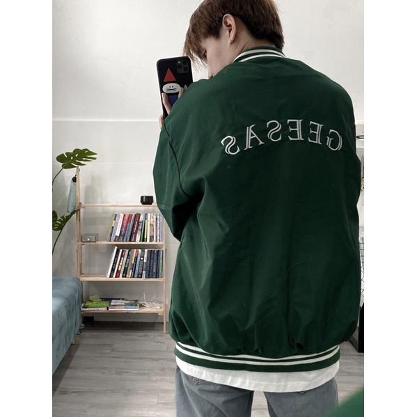 Áo khoác bomber dù xanh trendy-ảnh thật tại shop