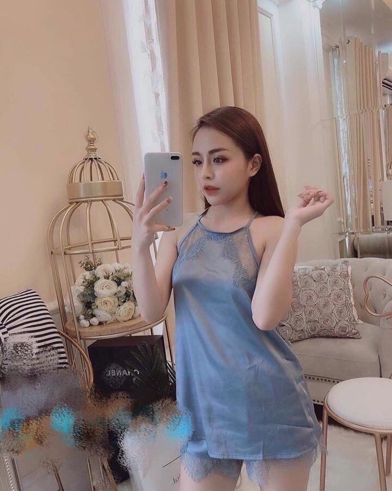 Bộ ngủ lụa Pijama 2 dây quần đùi trơn mềm mịn mát