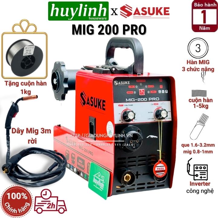 Máy hàn Mig 3 chức năng SASUKE MIG 200 PRO- DÂY MIG RỜI 3M - CUỘN DÂY 1KG - 5KG