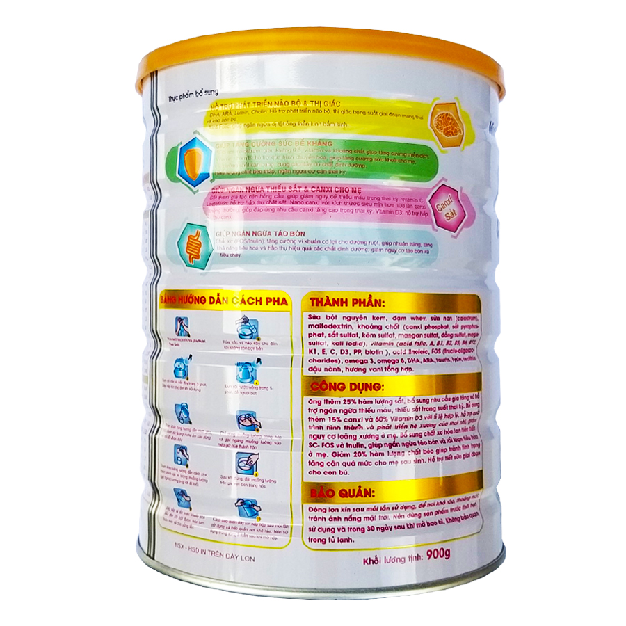 Sữa bầu MAMA PLUS dinh dưỡng cho mẹ bầu khỏe mạnh NUTRI PLUS gold- 900G NUMAM2020