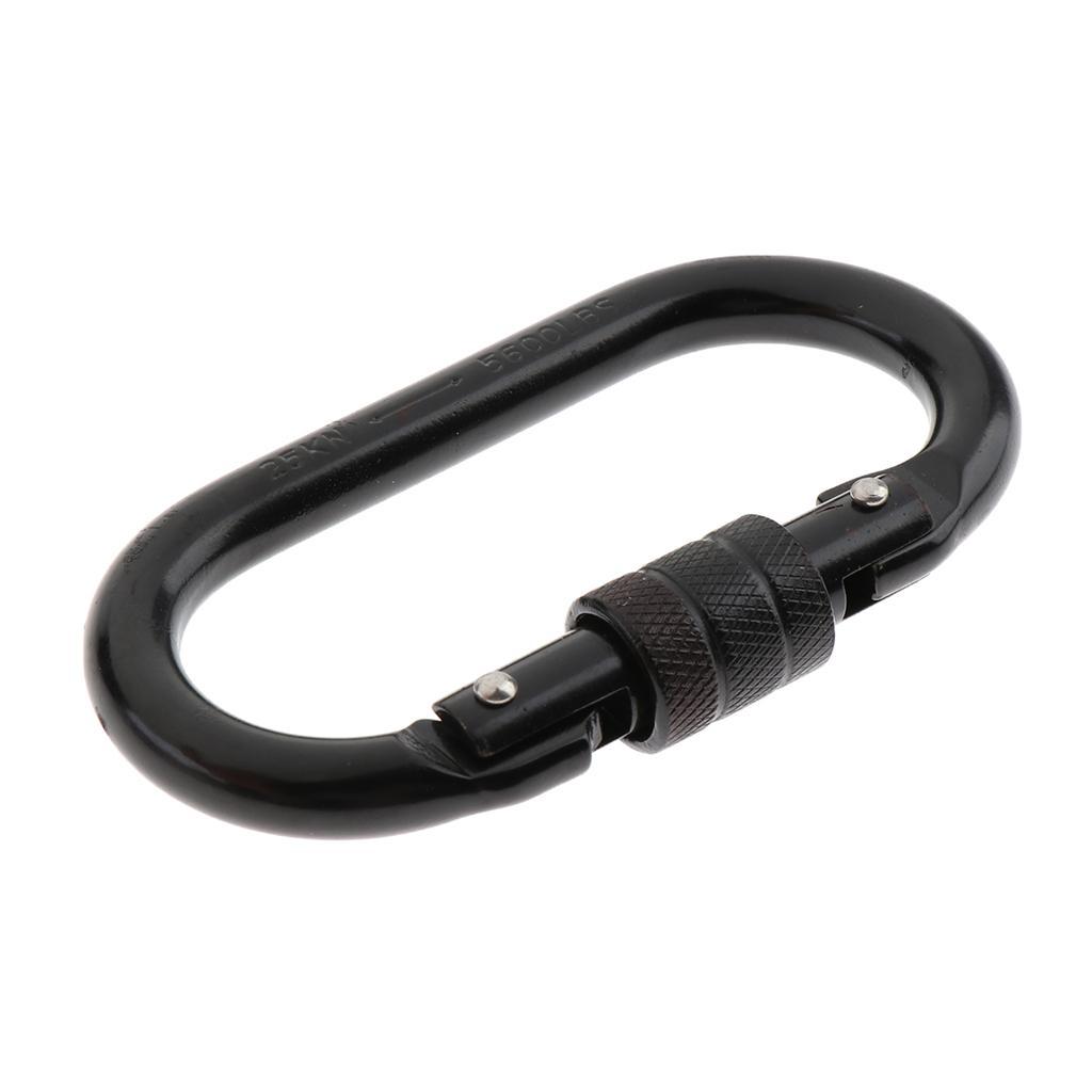 4pcs 25KN O-Shape High Strength Steel Screw Locking Carabiner for Climbing Hammock Black
