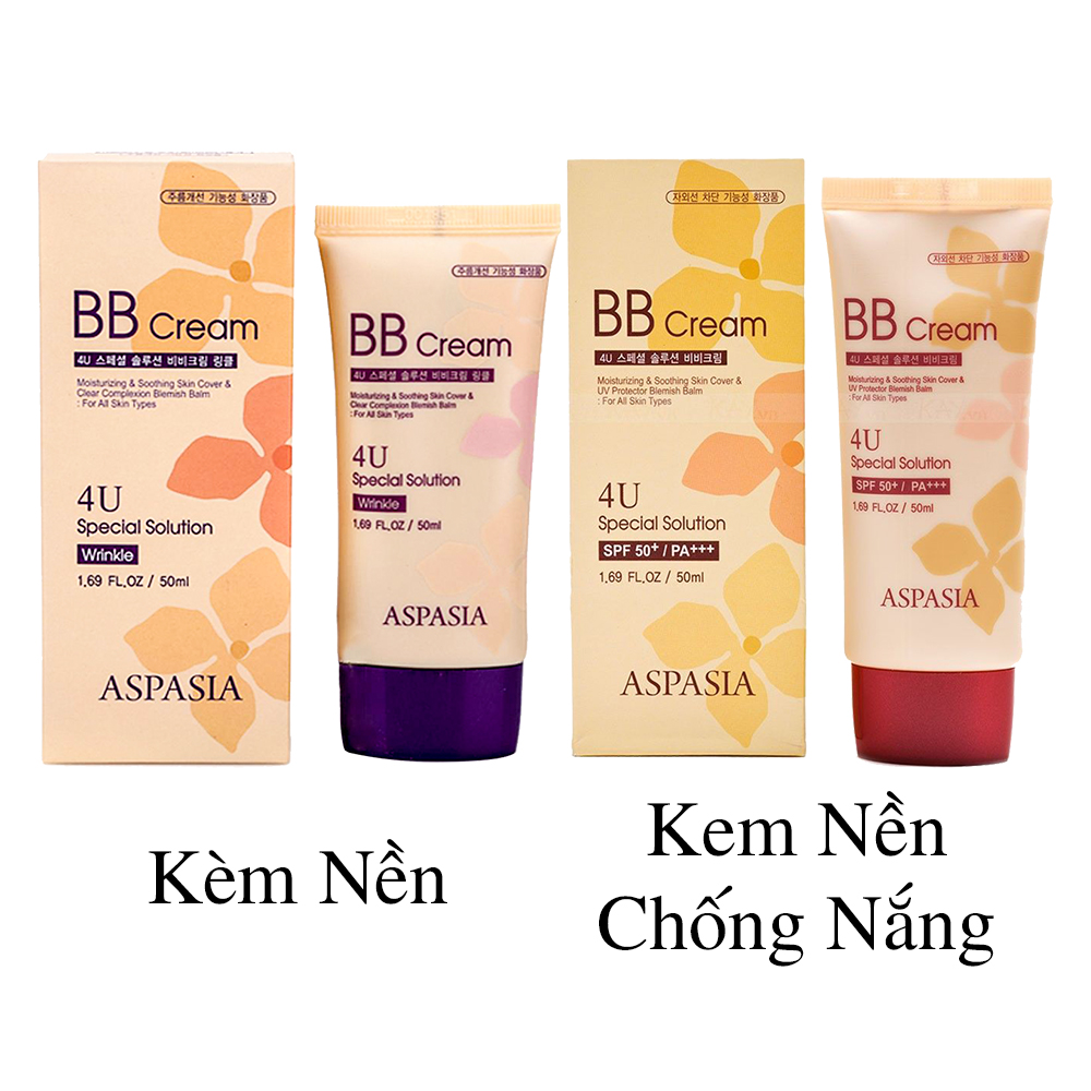 Kem Nền Chống Nhăn Da ASPASIA BB Cream 4U 50ml KOREA - Chứa 90% collagen thiên nhiên