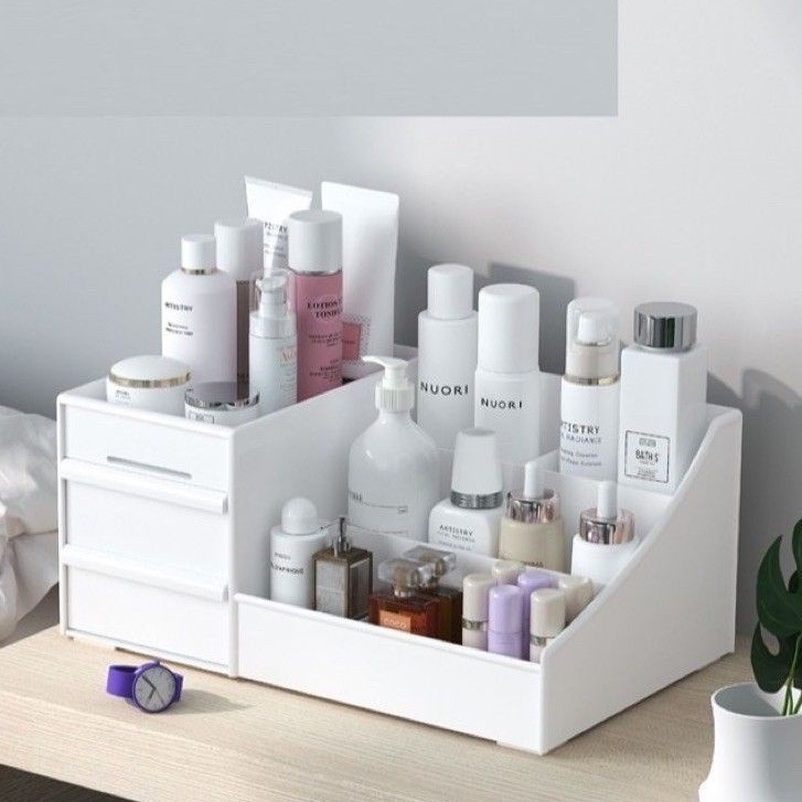 Kệ Đựng Mỹ Phẩm 3 Tầng 2 Ngăn Kéo - Hộp Đựng Đồ Trang Điểm, Makeup Bằng Nhựa Cao Cấp